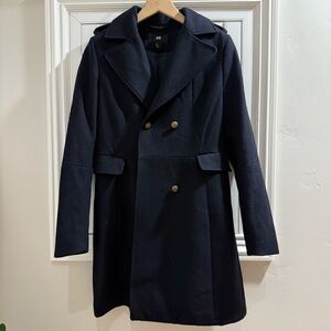 H&M Black Long Peacoat - Size 8